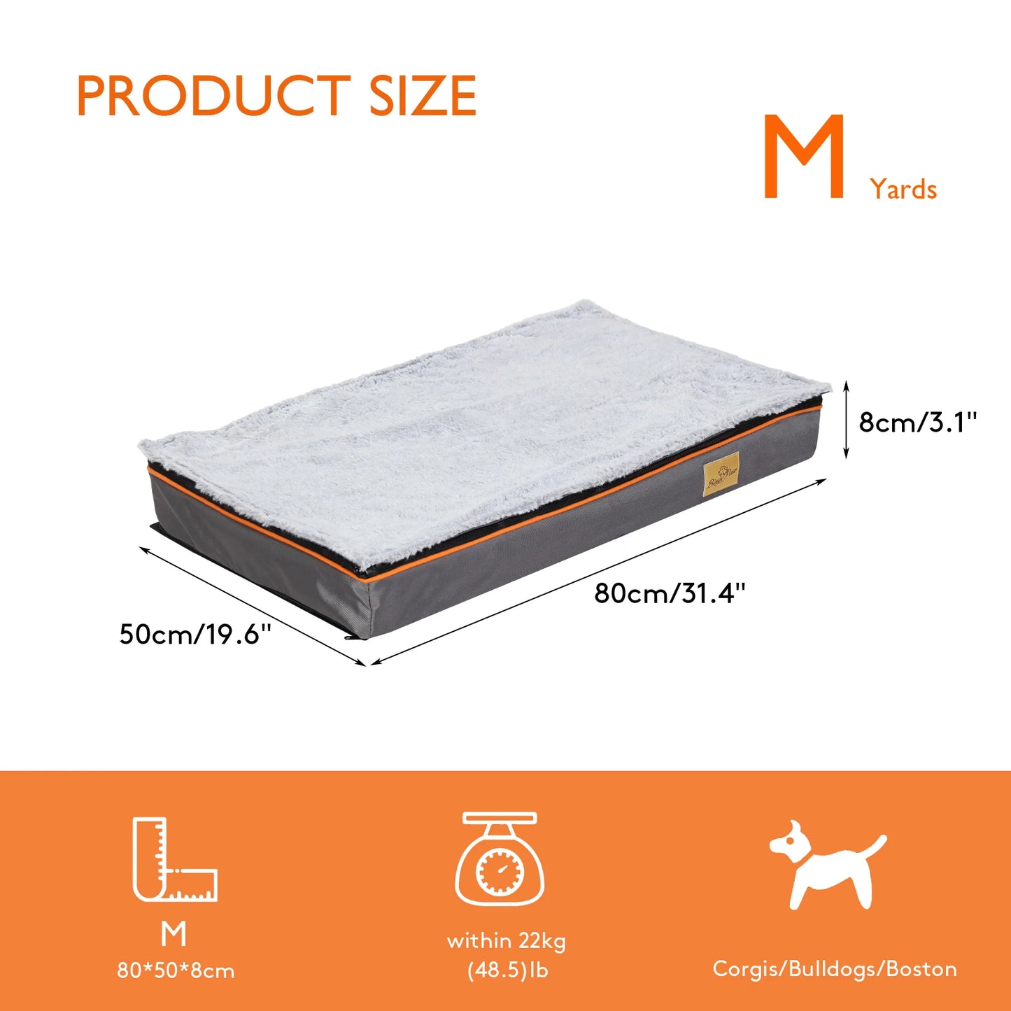 Dog Pet Bed Large Padded Orthopedic Foam Cushion with Washable Cover