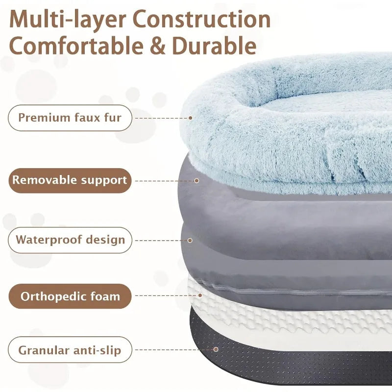 Human Dog Bed, 71''x45''x12'' Size Fits Adult and Pet Washable 10 CM Thick Memory Foam