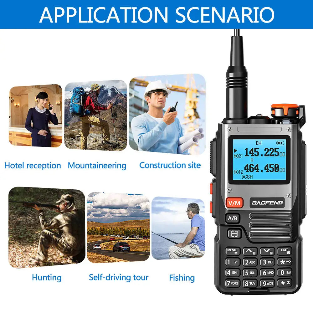 Multi Band Walkie Talkie Wirelss Copy Freq,.999 Channels NOAA AM Long Range Two Way Ham Radio