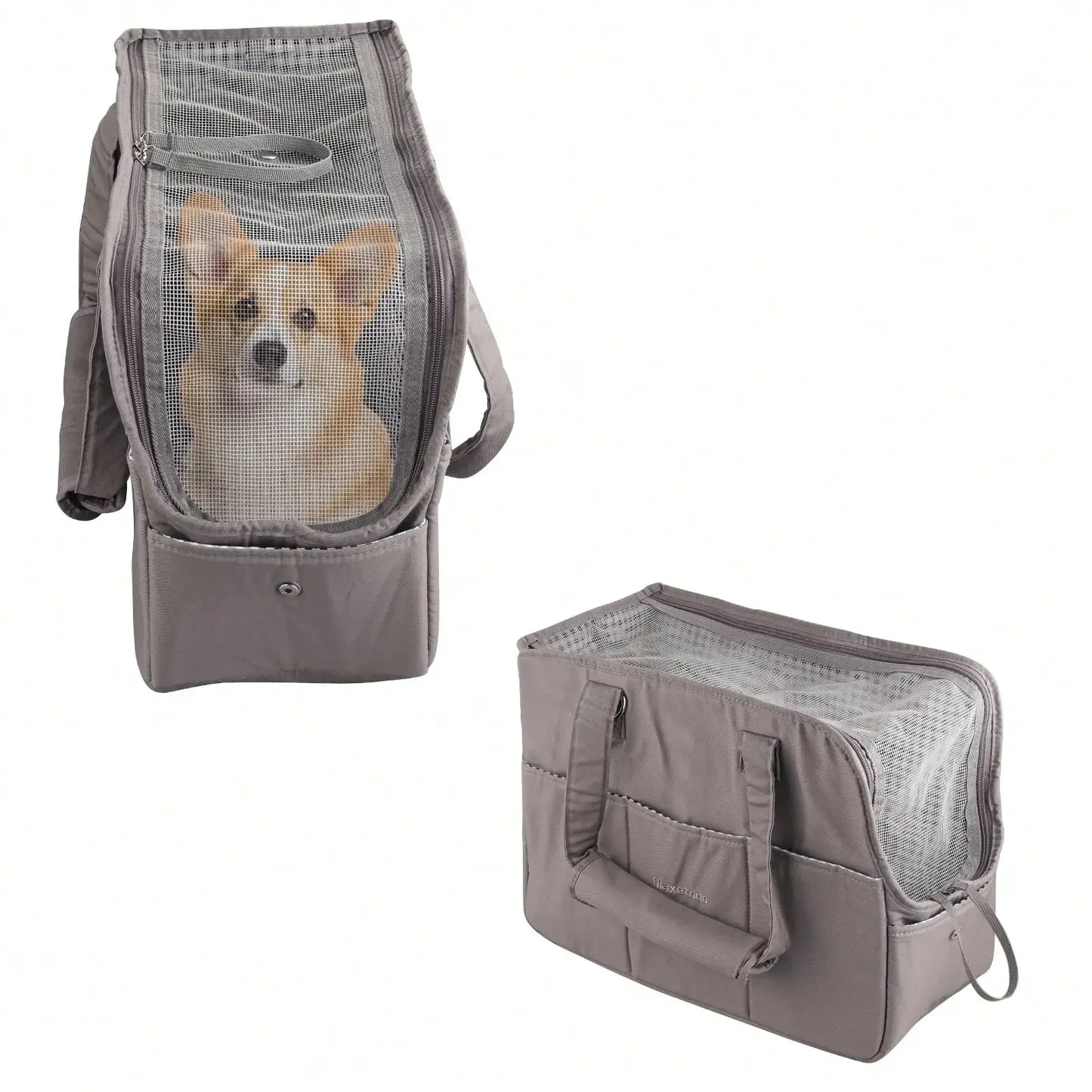 Womens Pet Carrying Handbag Dark Gray Small Dogs Cat Dogs(8lb) Cats(11lb)