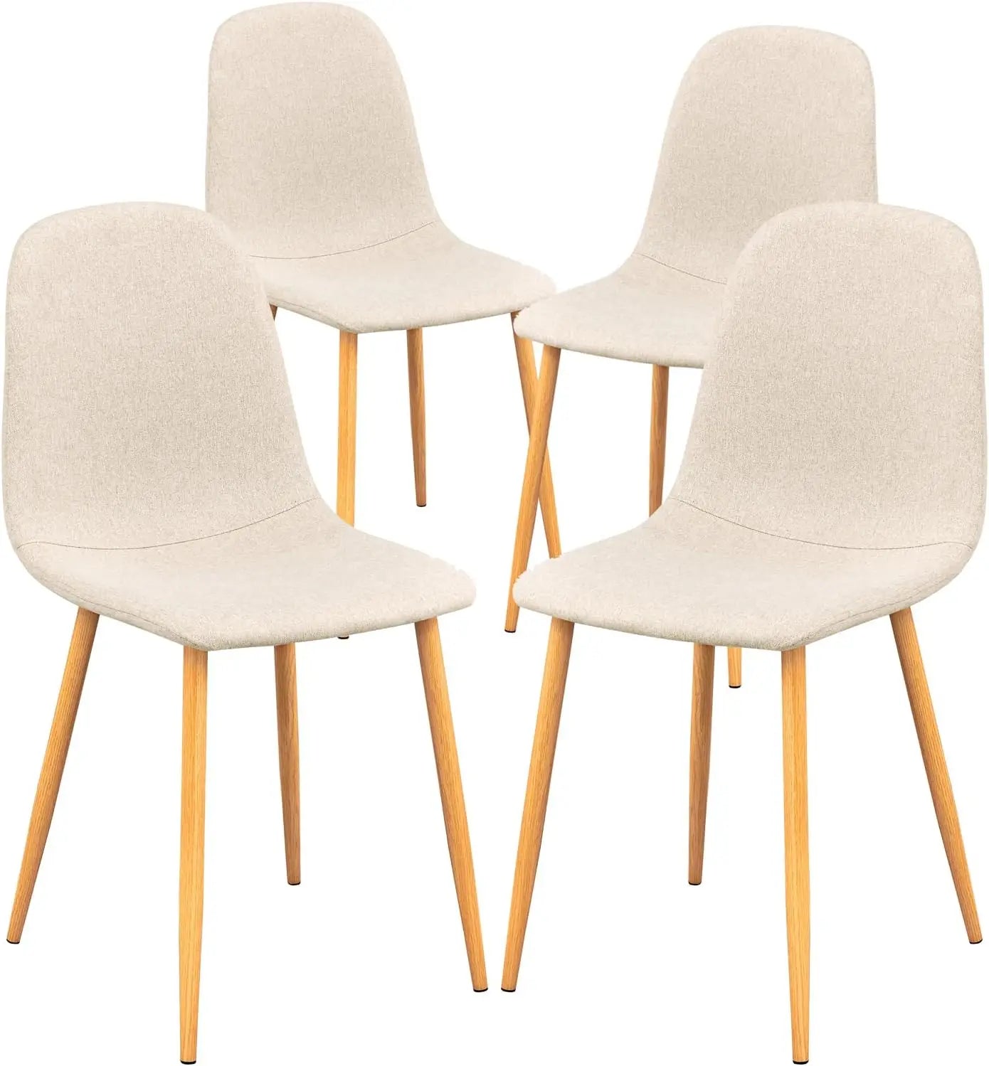 6 Dining Chairs, Fabric Suede,Kitchen Chairs Mid-Back with Metal Legs