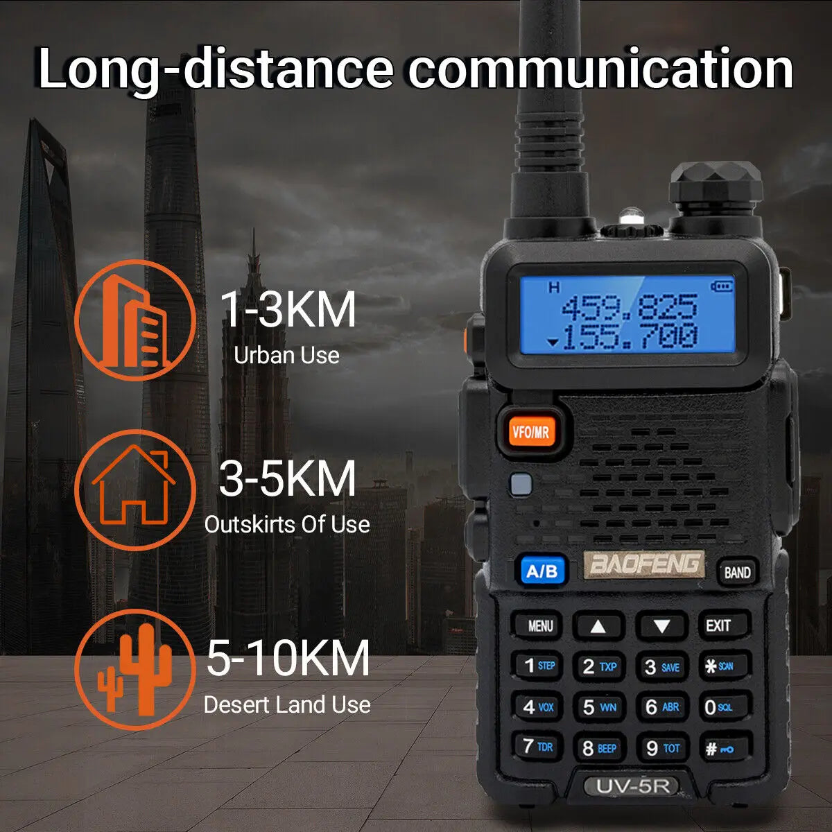 2PCS UV-5R Walkie Talkie Dual Band VHF UHF TwowAYLong Range 128CH VOX Transceiver UV5R UV 5R Ham Radio