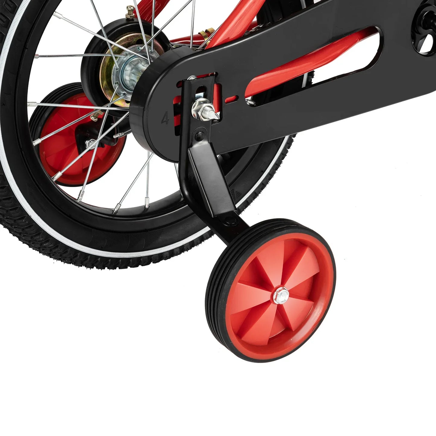 14 Inch Red Modern Children Bicycle with Adjustable 2 Training Wheels 110lbs Children's Exercise Bicycle for Boys and Girls