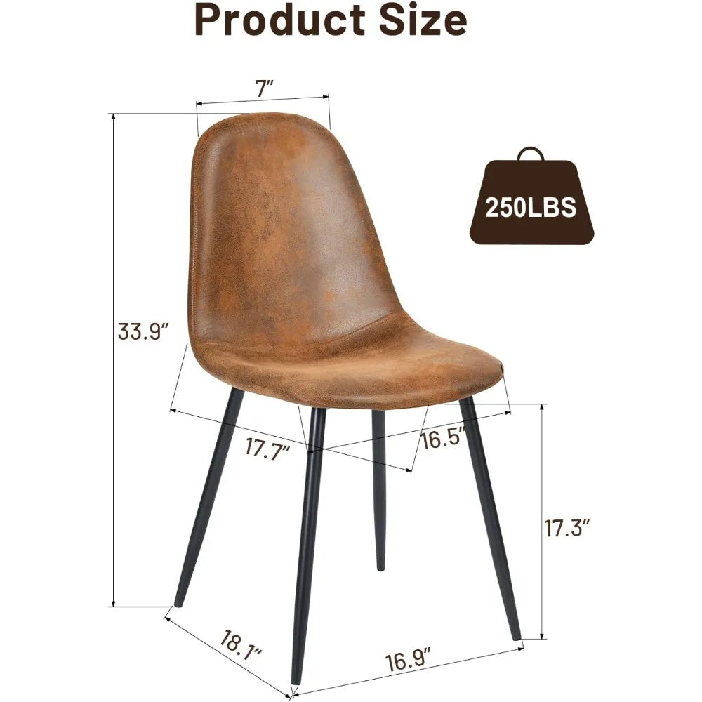 6 Dining Chairs, Fabric Suede,Kitchen Chairs Mid-Back with Metal Legs