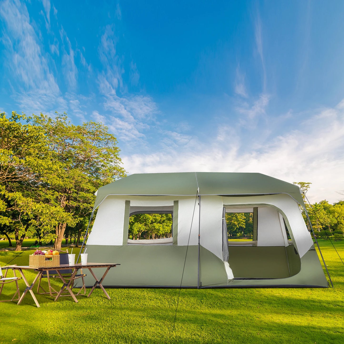 8 Person Tent Setup in 60 Seconds, Rainfly & Windproof, Carry Bag for Family Camping & Hiking