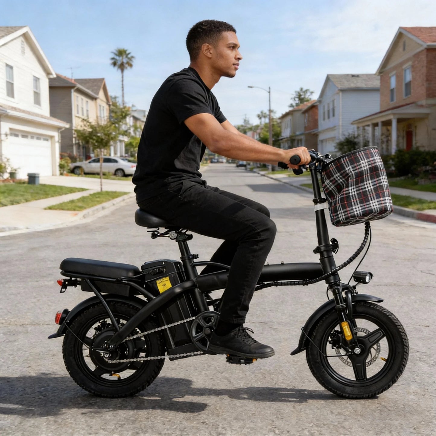 T5 Folding E-Bike with Basket for Grocery Runs 48V 350W 20MPH Free Shipping