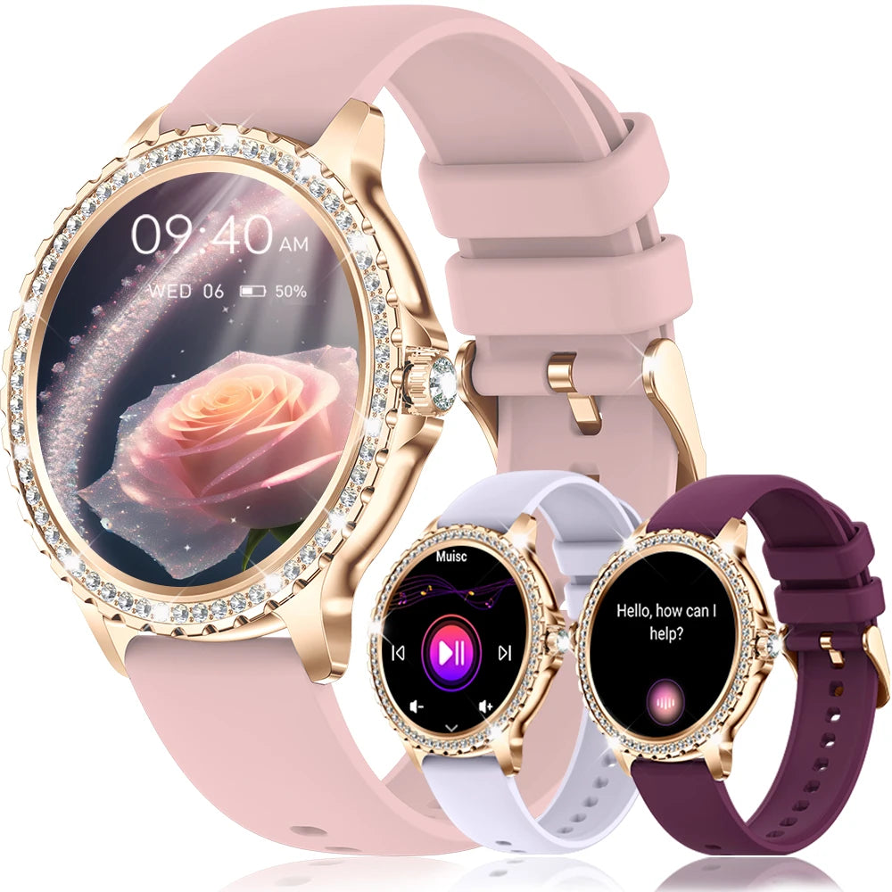 Smart Watch, women 1.32" Touchscreen Fitness Tracker, Wireless Calls, Music Time Display, Step Count