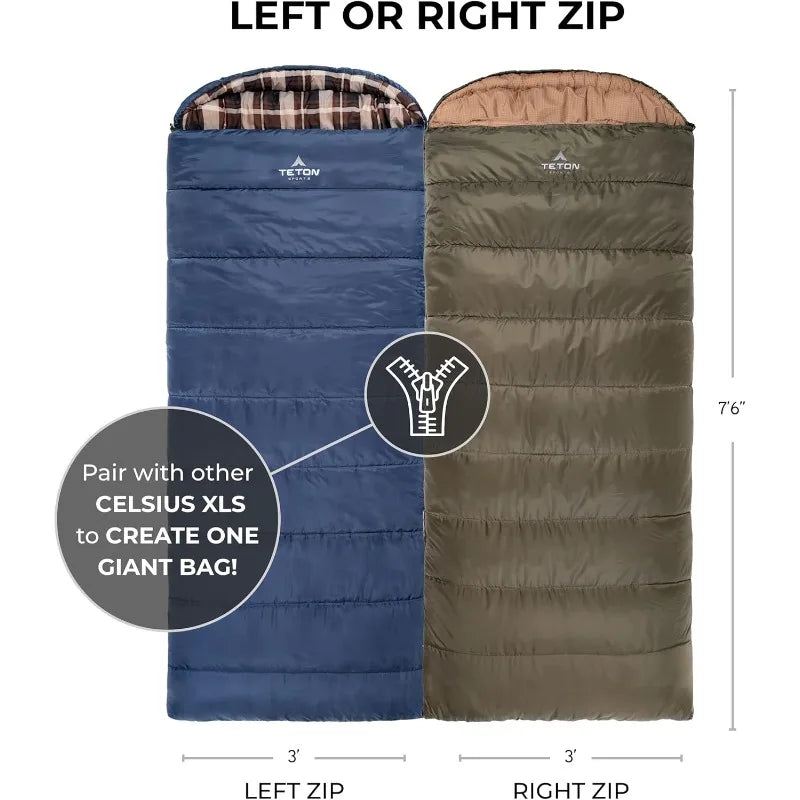 XL, -25F, 20F, 0F Degree Sleeping Bags, All Weather Warm , Adults and Kids, Camping Season