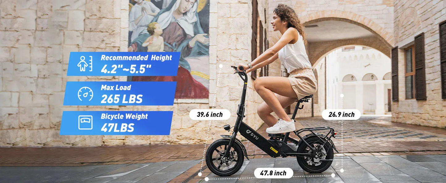 DYU C3-16 Electric Bicycle 500W Peak Motor 36V7.5AH Lithium Battery 16 Inch city E-bike