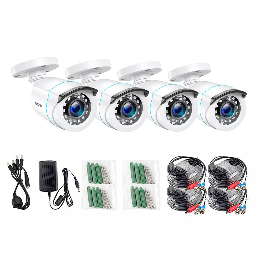 1080P 4 Pack HD TVI Security Cameras Out/in Weatherproof Bullet Surveillance Camera Analog CCTV DVR