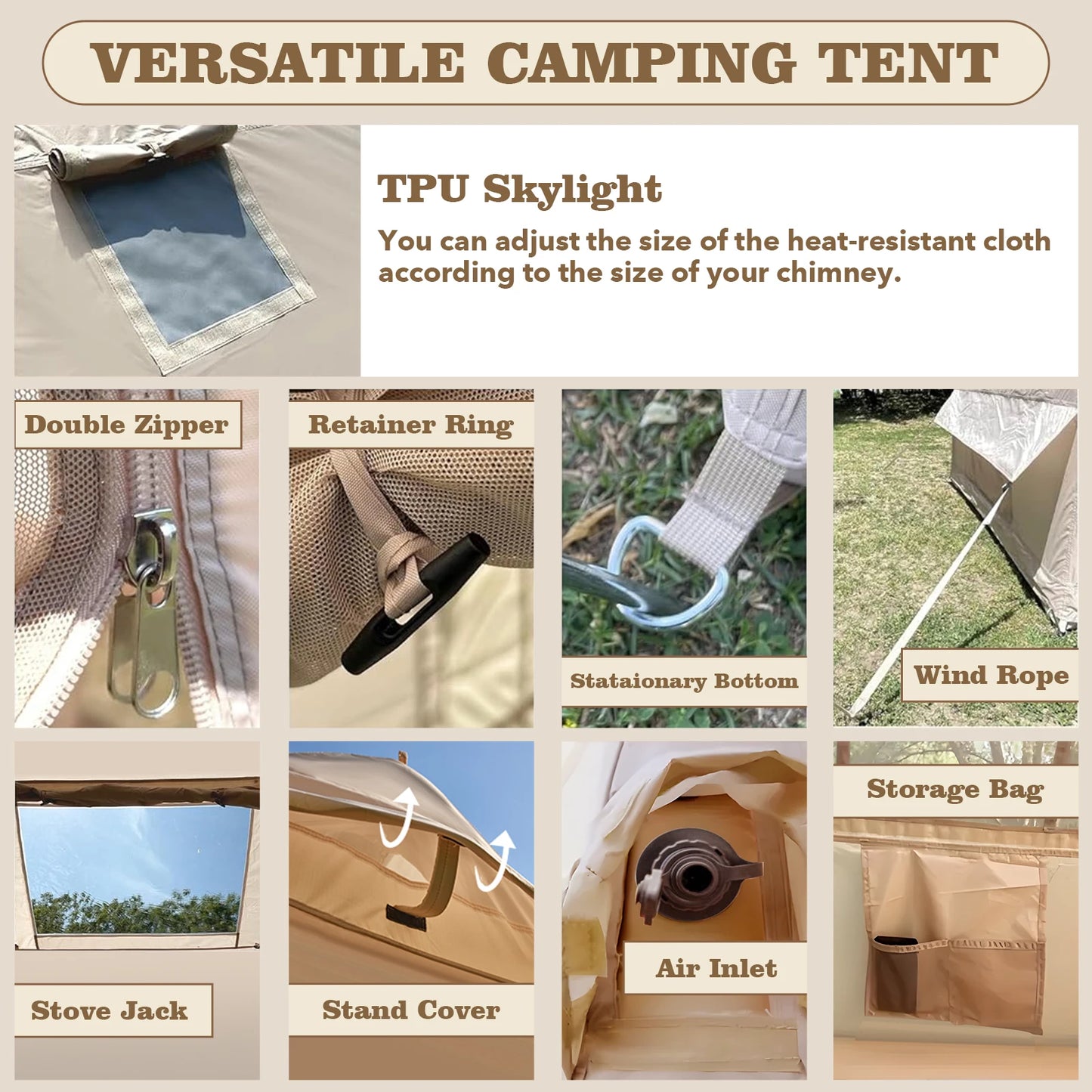 9.8' x 7' Inflatable Camping Tent,4 Season Blow up 4-6 Person Inflatable Tent with Jack Stove