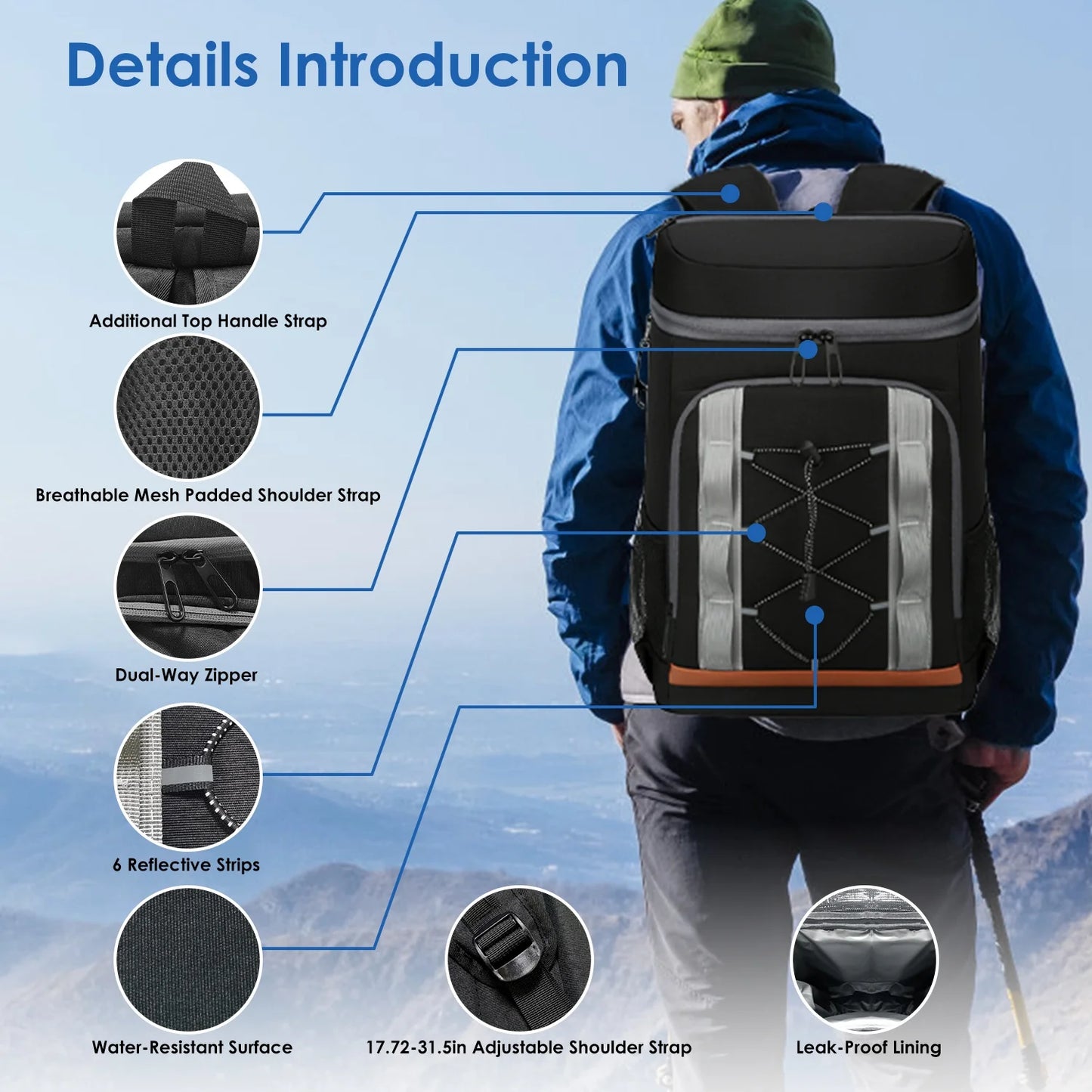 Cooler Backpack Waterproof Lunch Leakproof Lightweight for Men Women for Picnic Camping Hiking