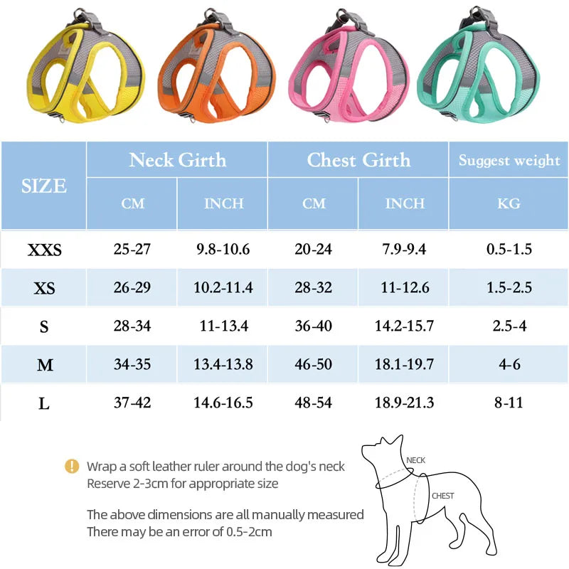Small Dogs Adjustable Puppy Cat Harness Vest French Bulldog Chihuahua Pug Pet Outdoor Fun
