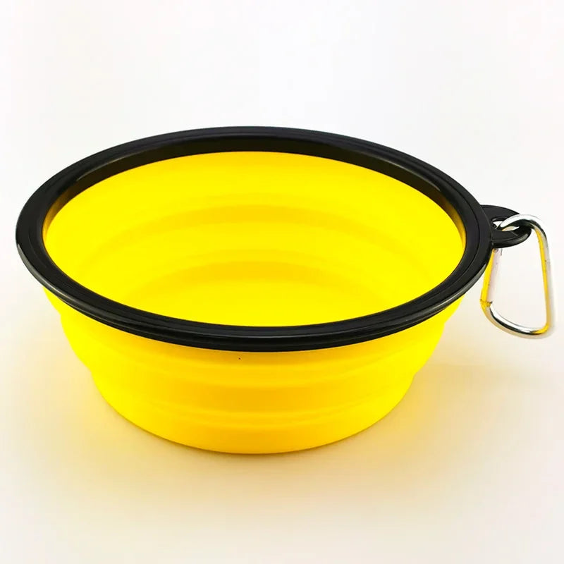Collapsible Pet Silicone Dog Food Water Bowl Camping Travel Folding ,Carabiner Pet Supplies