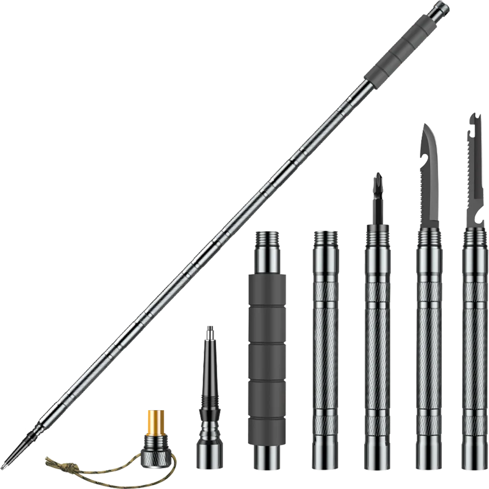 Multifunction Trekking Poles Mountaineering Collapsible Telescopic Sticks Lightweight Climbing Stick