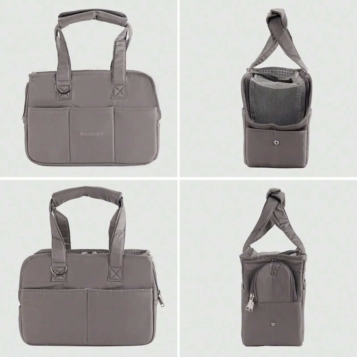 Womens Pet Carrying Handbag Dark Gray Small Dogs Cat Dogs(8lb) Cats(11lb)