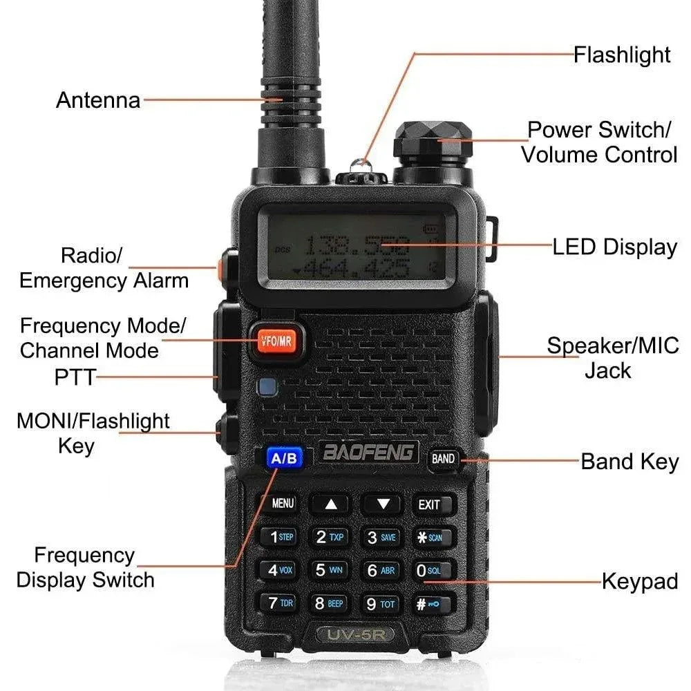 2pcs BAOFENG UV-5R 5W 8W High Power Dual Band Two Way Radio Long Range Handheld Talkies For Hunting