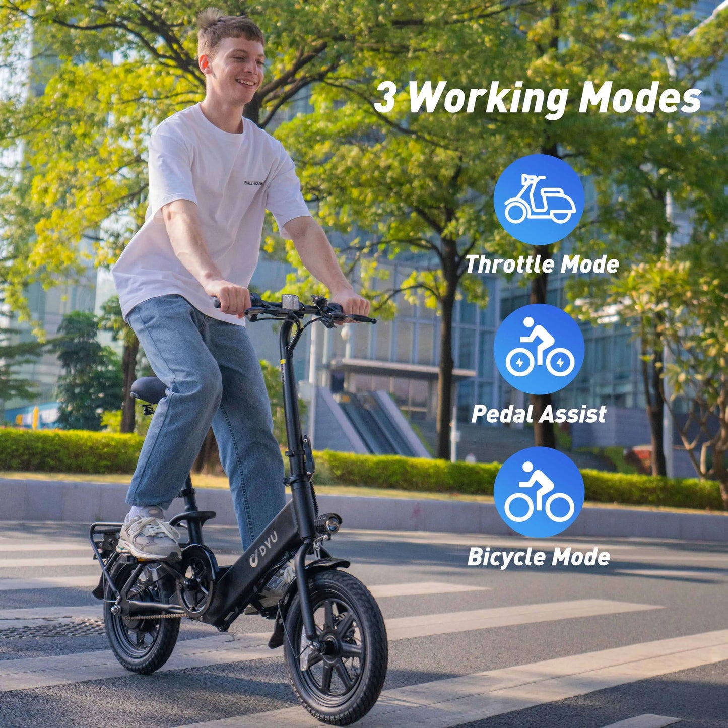 DYU C3-16 Electric Bicycle 500W Peak Motor 36V7.5AH Lithium Battery 16 Inch city E-bike