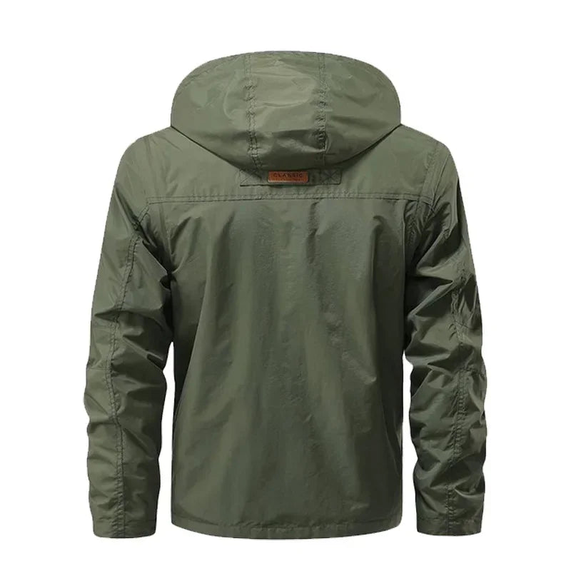 Men's Casual Waterproof Multi Bag Cargo Jacket Outdoor Detachable Windproof Hooded Jacket  Jacket
