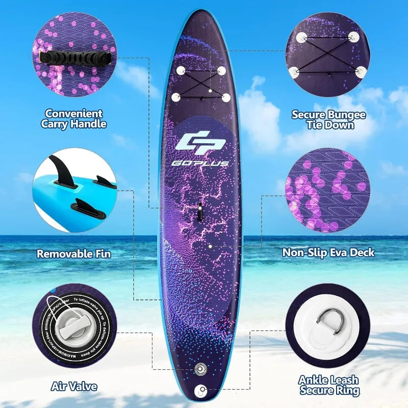Inflatable Stand up Paddle Board, 10'/10.5'/11' SUP 6" Thick , Adjustable Aluminum Paddle, Leash
