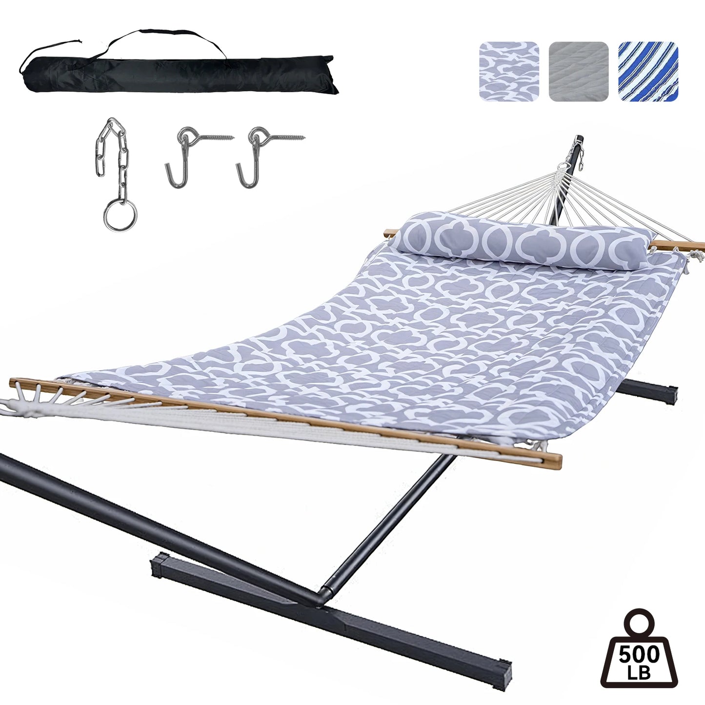Heavy-Duty Outdoor Hammock,Steel Stand.Detachable for Versatile Use - Ideal for Courtyard,+++