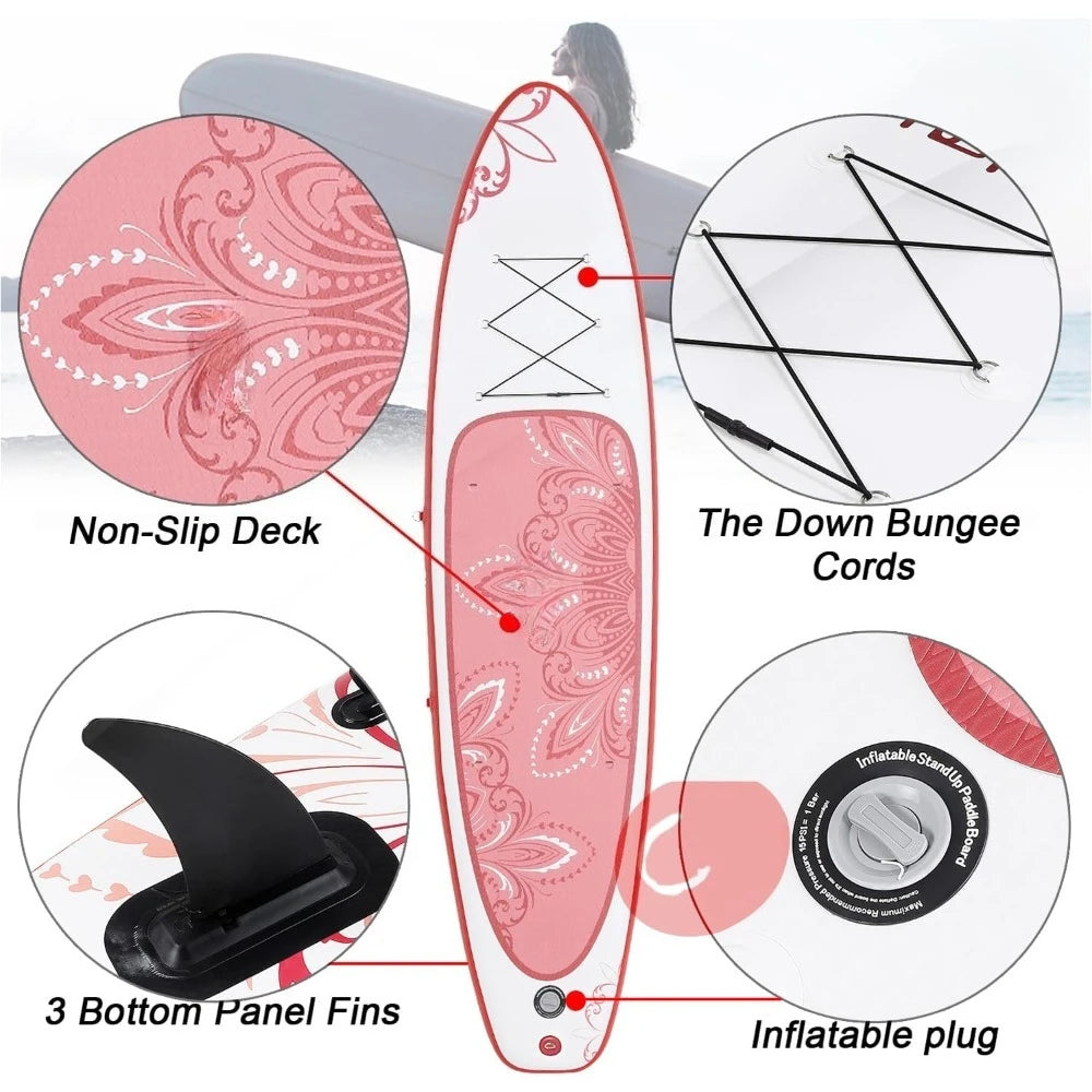 11' Premium Stand Up Paddle Board, Yoga Board Durable SUP Accessories & Carry Bag | Wide Stance
