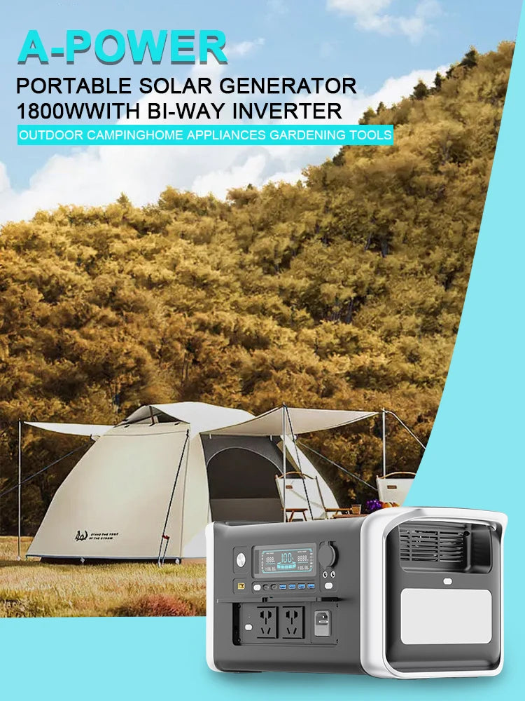 2600W 2048WH Portable Solar Generator 200W ETFE Solar Panel 1000W 500W LifePo4 Power Station