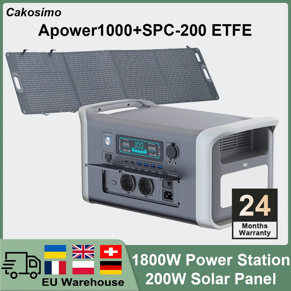 2600W 2048WH Portable Solar Generator 200W ETFE Solar Panel 1000W 500W LifePo4 Power Station