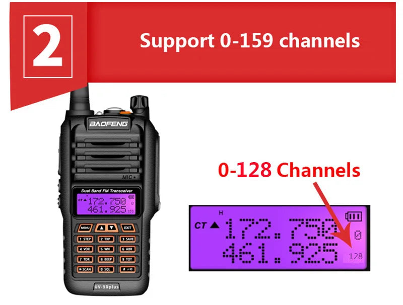 Waterproof Walkie Talkie IP68 10km High Power 10W Dual Band Two Way Radio UHF VHF