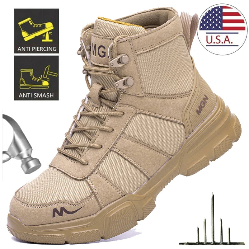 Boots Indestructible Safety Men Steel Toe Puncture-Proof Sneakers; Women Non Slip Work Shoes