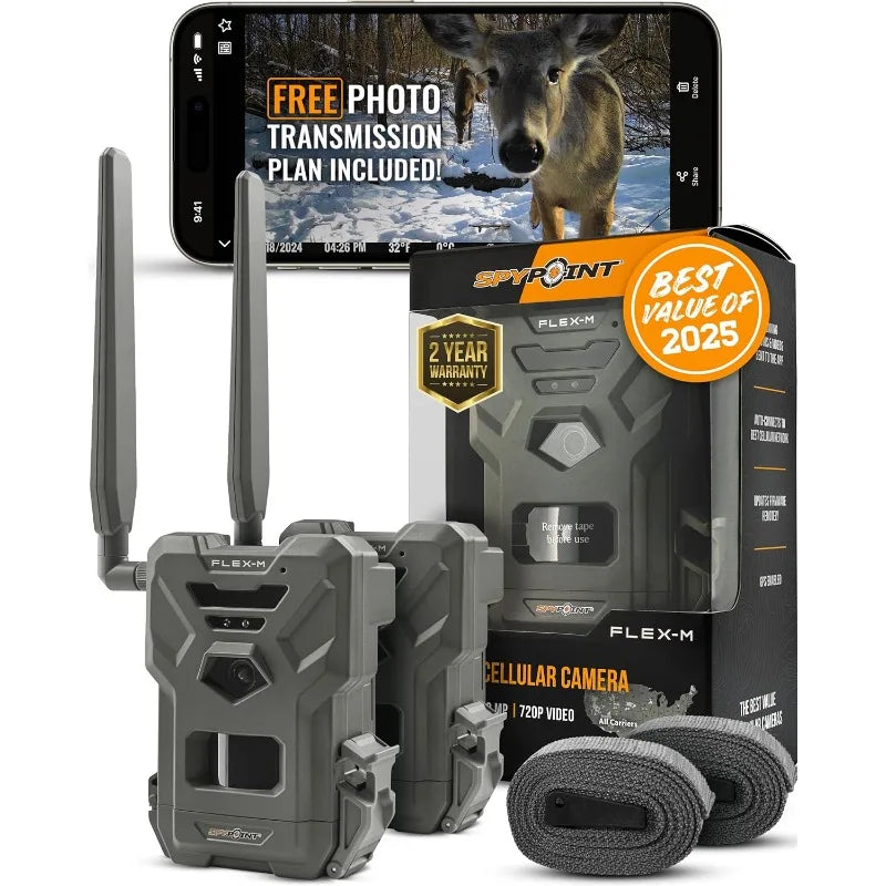 Flex-M 2 Pack Cellular Trail Cameras - Best Hunting Accessories, No WiFid, GPS, Night Vision