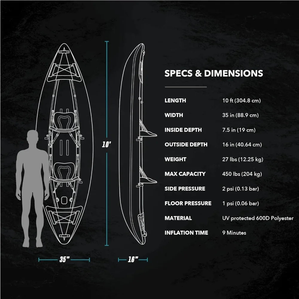 Voyager Inflatable Kayak 2 Person Tandem, Foldable for Adults Includes 2 Aluminum Paddles