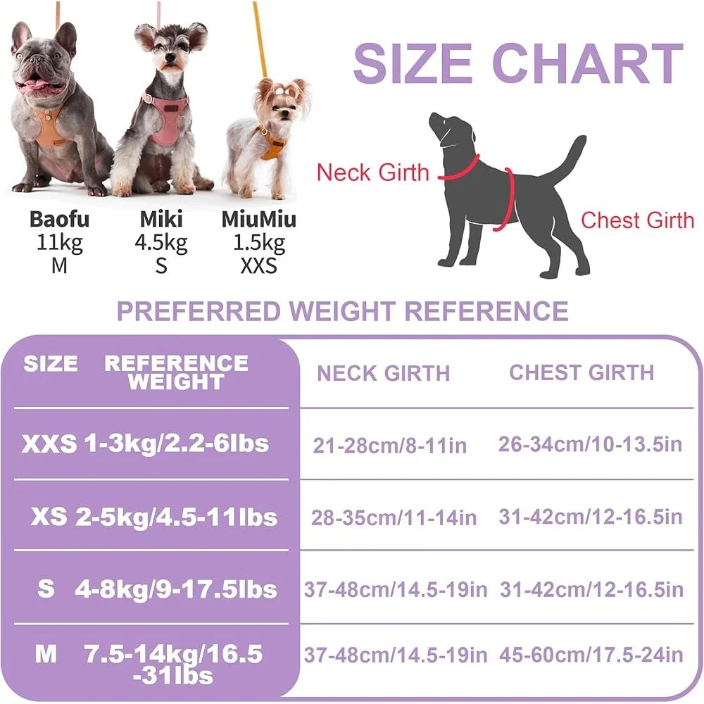 Adjust No Pull XXS Puppy Harness Soft Escape Proof Multifunctional Dog Leash Lightweight Breathable
