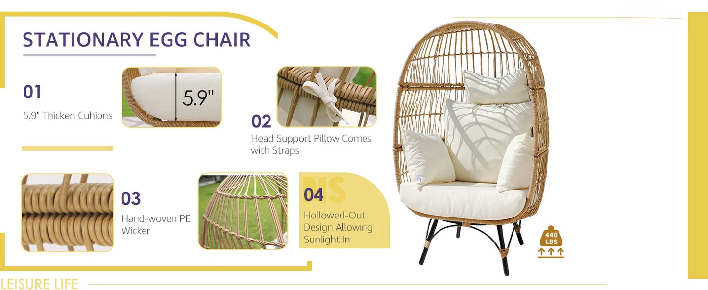 7-piece Bohemian Courtyard Furniture Sofa ,Including Egg Chairs, L-shaped Leisure Chairs, Cushions