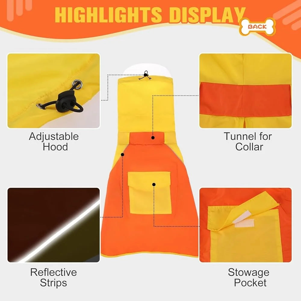Dog Raincoat Waterproof Adjustable Reflective Strips Medium Large Dogs Breathable Snowproof