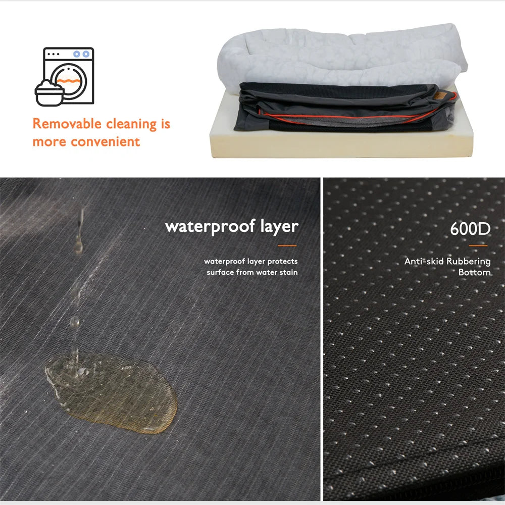 Jumbo Large Orthopedic Dog Bed Memory Foam,Waterproof Elevated Cushion Warm Puppy,Removable Cover