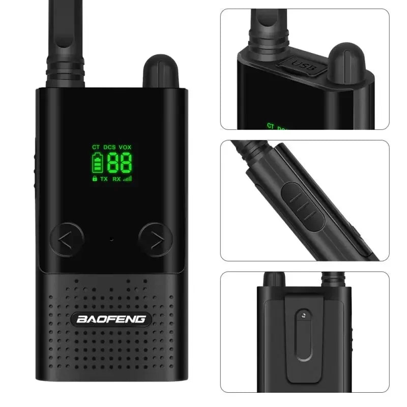 BF-T9 2.2CM Thin Walkie 400-470MHz Portable 2Way Radio BFT9 USB Charge CB Ham Radio Transceiver T9