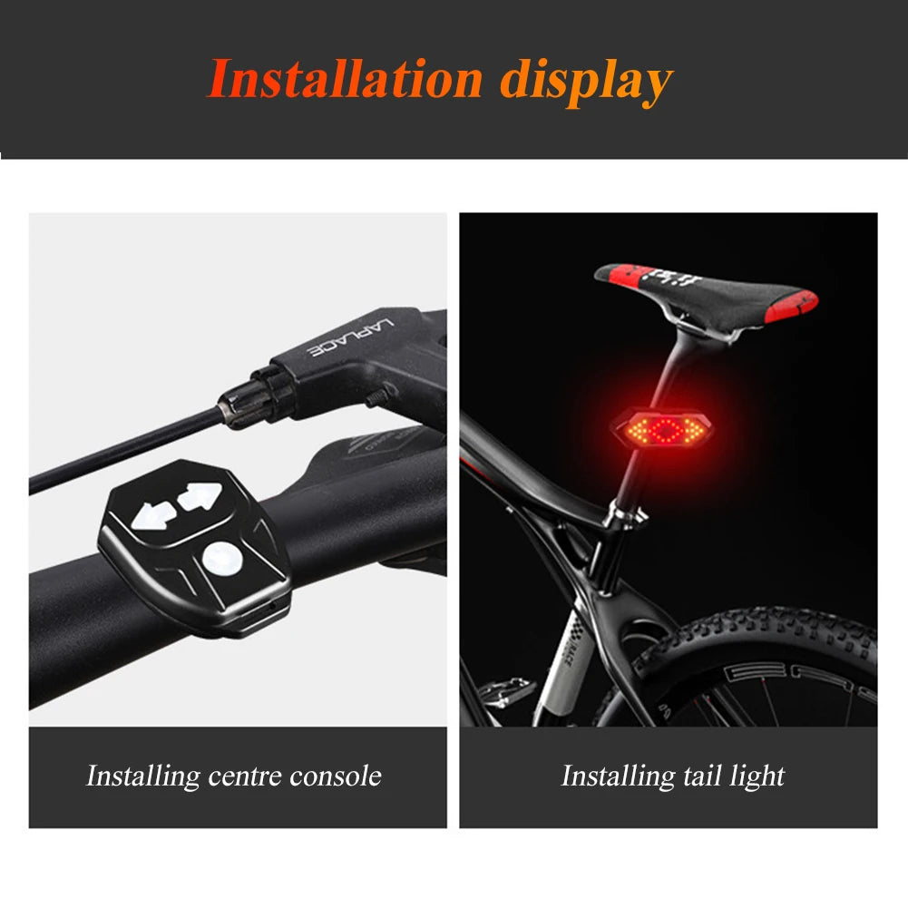 Bicycle Rear Tail Light Turn Signal Warning Lamp,Waterproof Usb Rechargeable Wireless remote