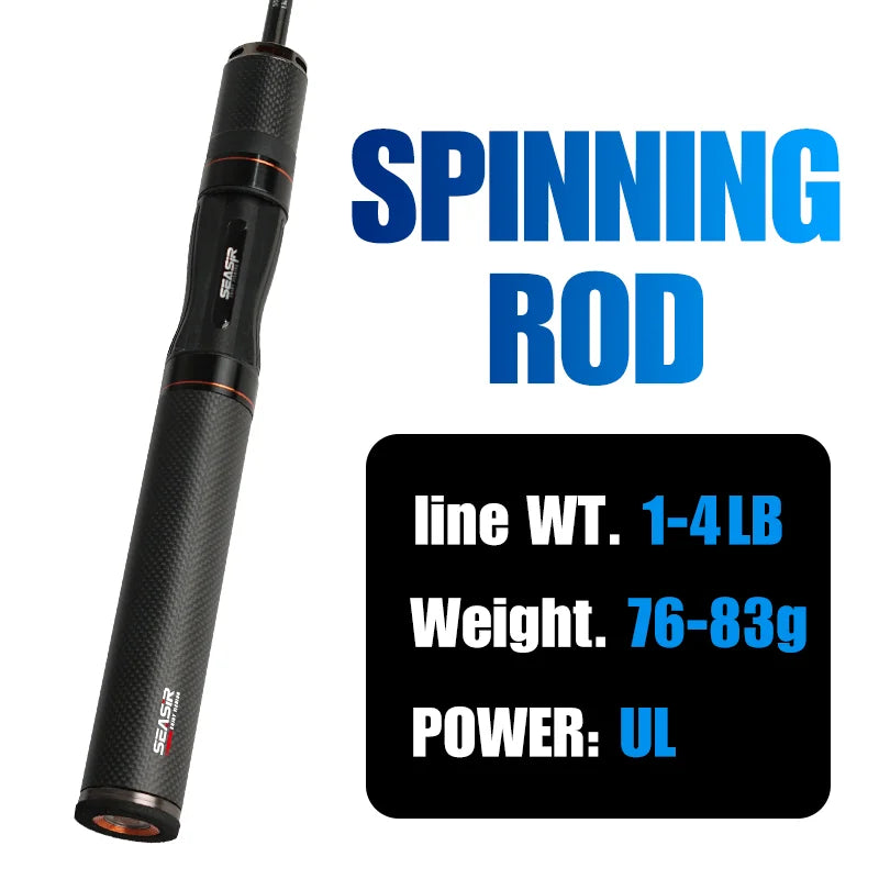 Black Arrow Spining Baitcasting Rod 4.92FT 0.8-10gUL Carbon Fiber FUJI O Guides BFS Two Sections