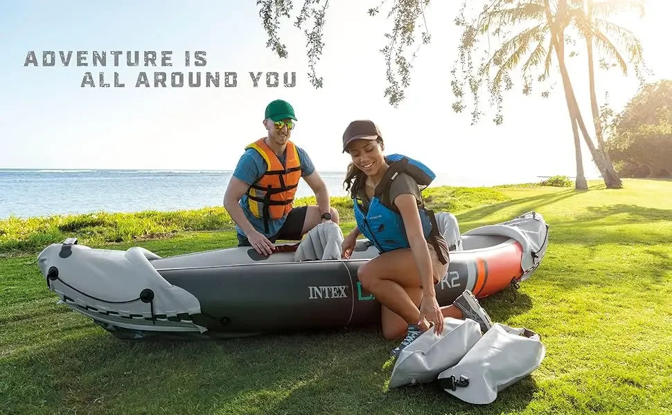 2 Person Inflatable Kayak, Accessory Kit, 86Inch Oars,Air Pump, Carry Bag