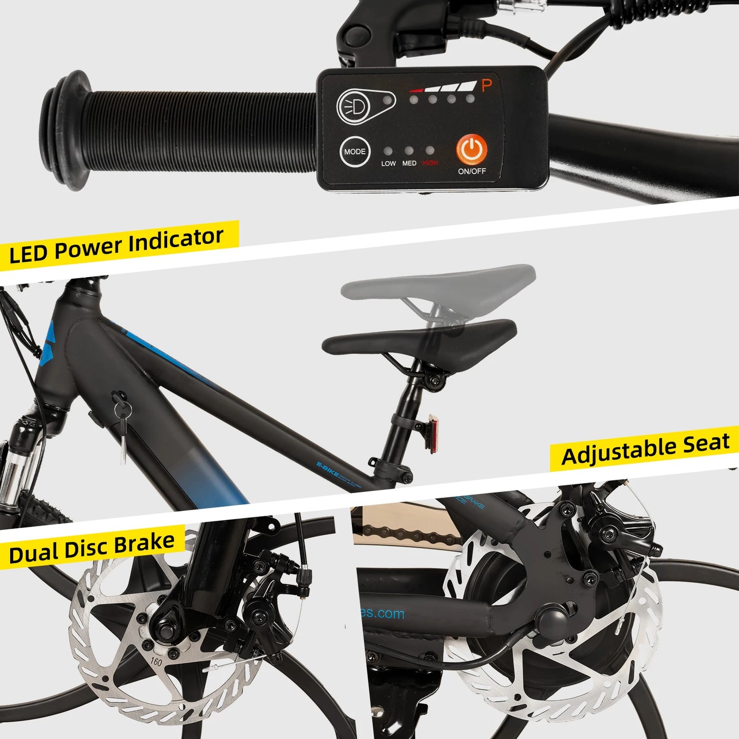 Electric Bike, Kids Teens Ages 7+, 250W Motor, 15 Miles 15MPH Electric Mountain Bicycle Safe Mini