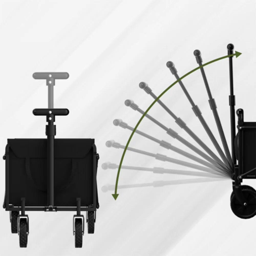 Black Small Handcart Folding Cart Collapsible Utility Wagon Portable Picnic Beach