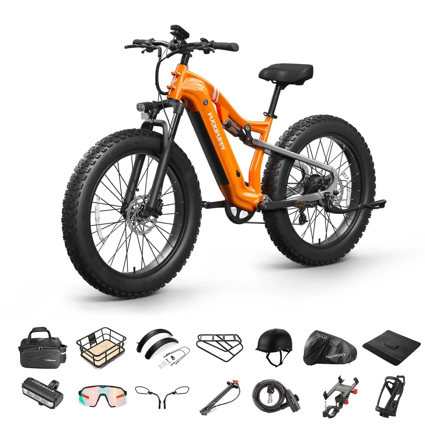 PUCKIPUPPY Lab-pro E-Bike 26" Fat Tire Full Suspension Mountain1350W 48V 20AH Ebike 2-Yr Warranty