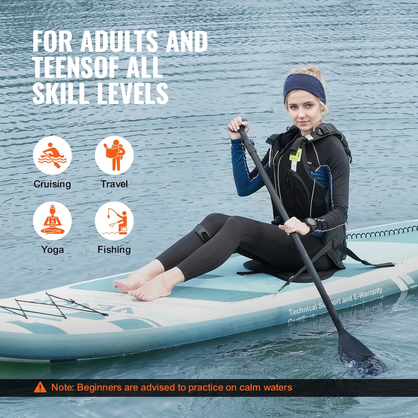 Inflatable Stand Up Paddle Board 10' x 33" x 6" /10.6' x 33" x 6" Wide SUP, Removable Kayak Seat