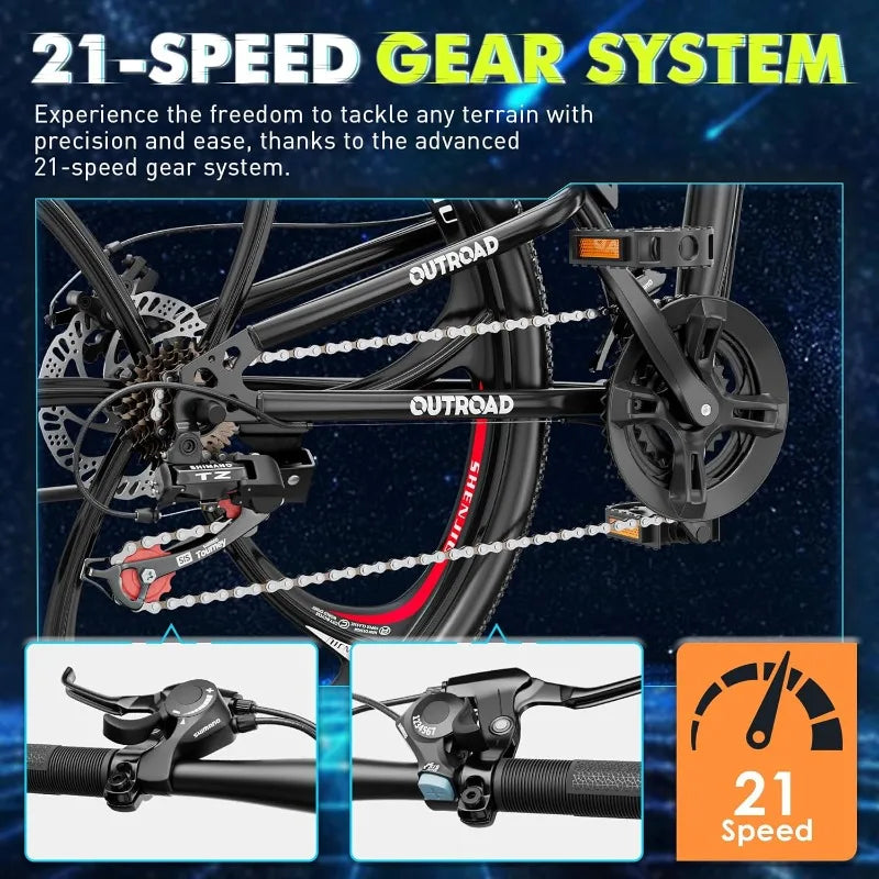 26 Inch Folding Mountain Bike, 21 Speed Full Suspension, High-Carbon Steel, Dual Disc Brake Non-Slip