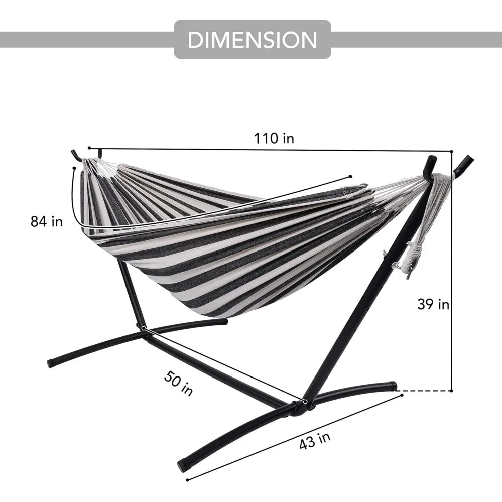 Hammock, Space Saving steel Stand, Outside, Heavy Duty- 450 lb Capacity,Double Hammock