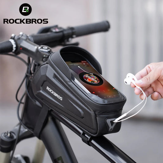 ROCKBROS Bicycle Bag Waterproof Touch Screen Bag Top Front Tube Frame MTB Road Bike 6.5 Phone Case