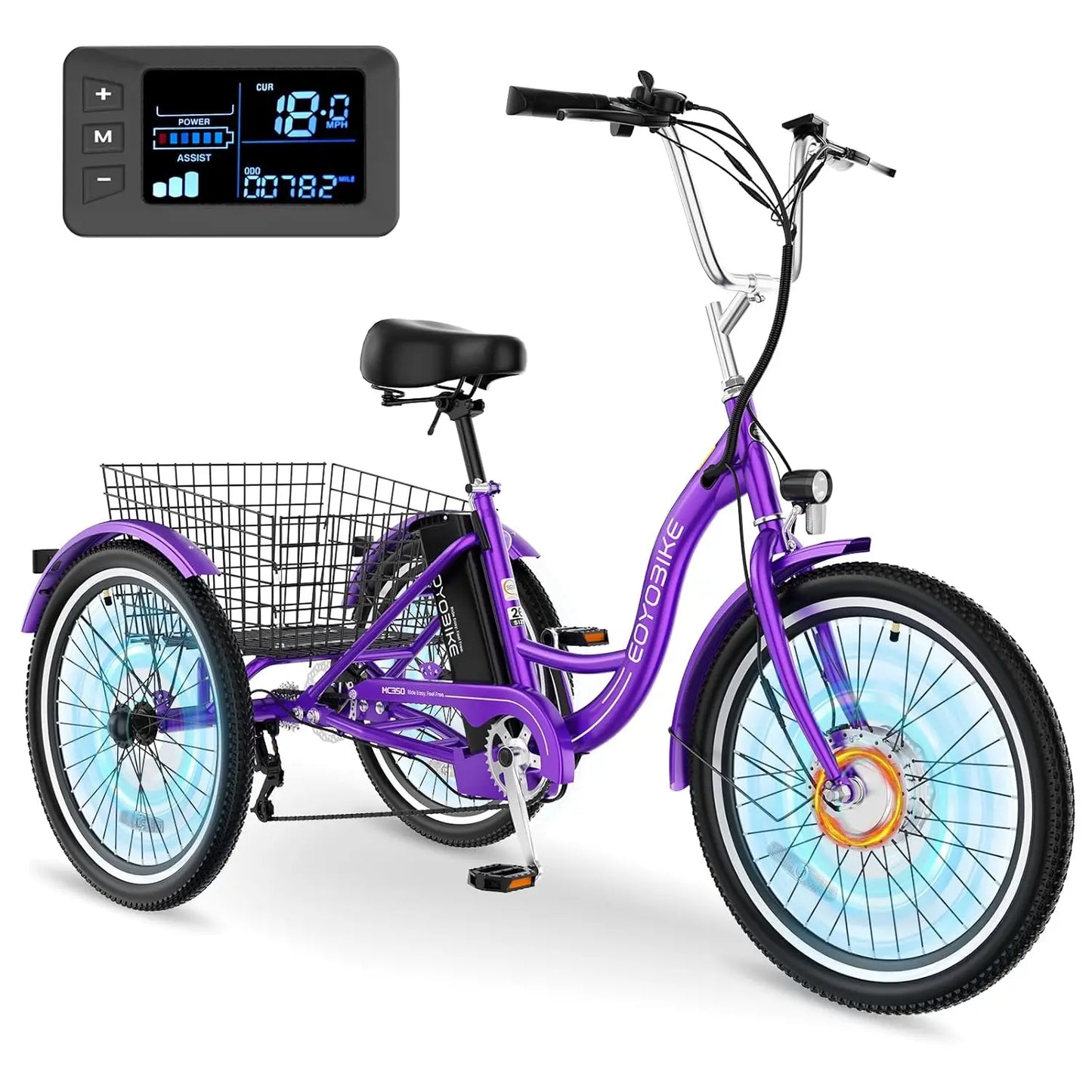 E-Tricycle, Adults, 350W 36V,Motorized Three Wheel , 7 Speeds 3 Wheels, Customized