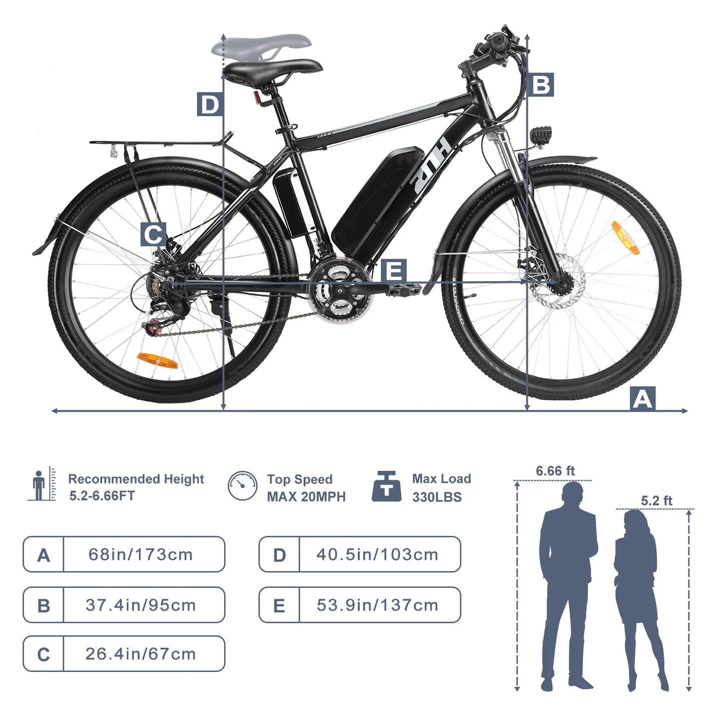 1000W Peak 48V Electric Bike for Adults, 26 inch Mountain Bike,Removable Battery,50Miles &20 MPH