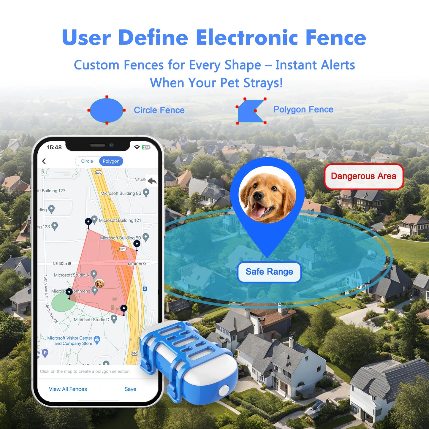 4G Dog Cat GPS Tracker for Pets - Waterproof Smart Locator with App, Live Tracking & Search,